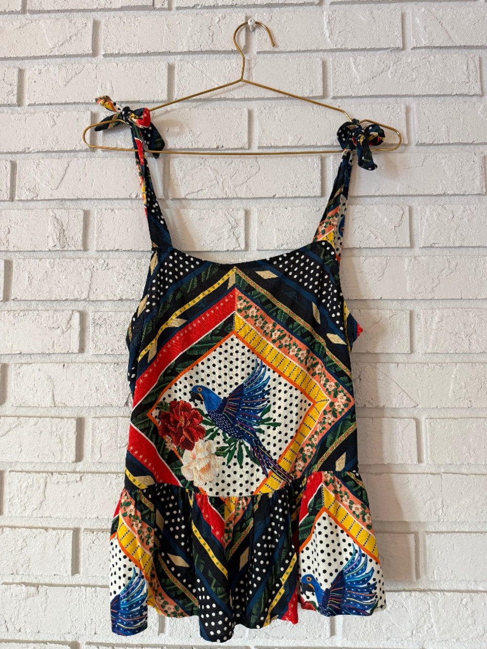 Farm Rio Tie Top with Macaw XS